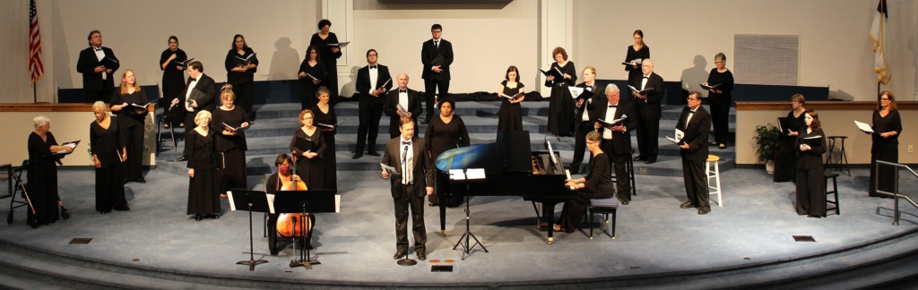 A chorale performing on stage